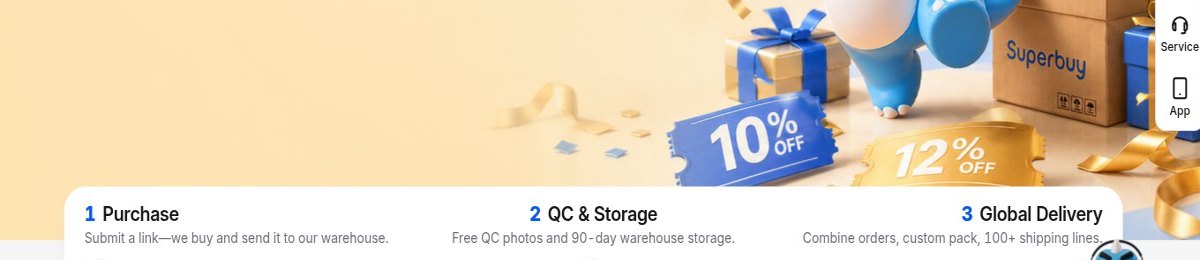 Homepage ufficiale Superbuy, passo QC & Storage: 90 free warehouse days; CN¥ 0.1/item/day after, max 180 days